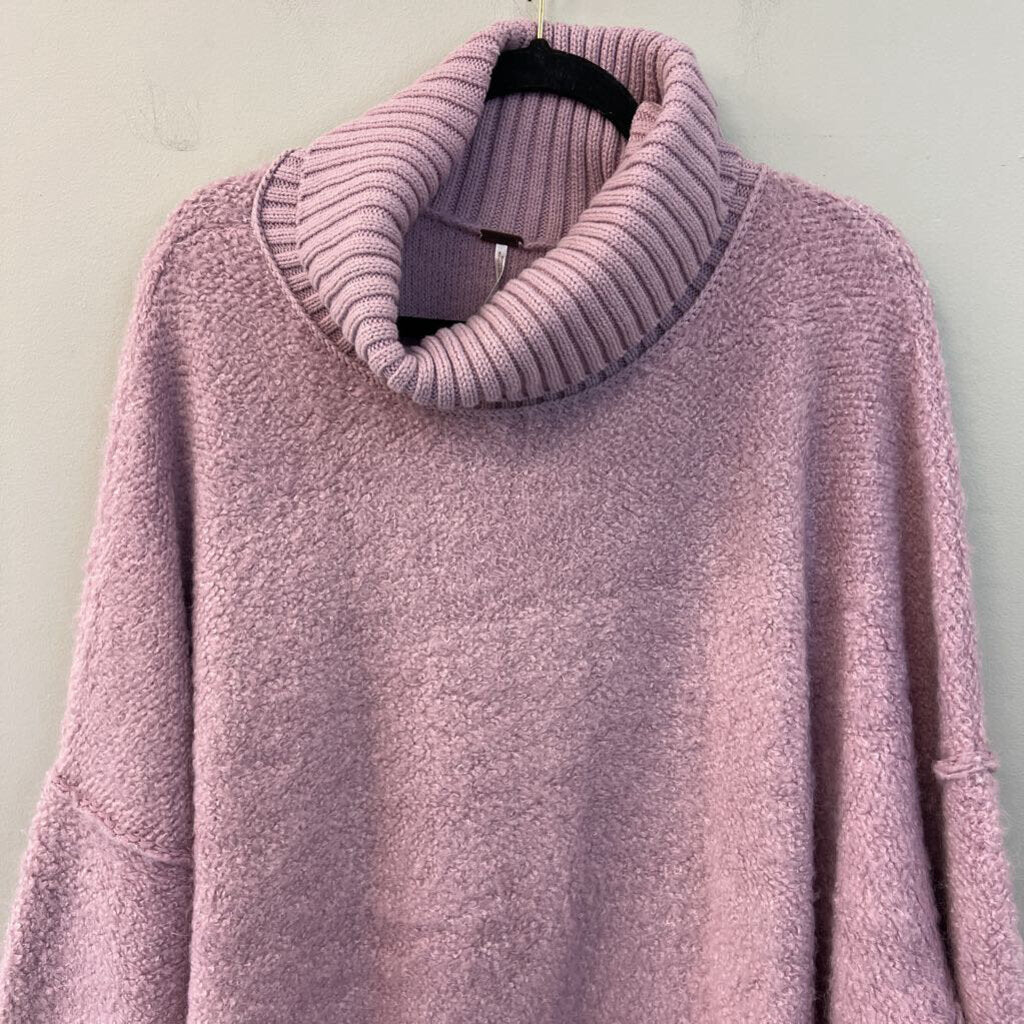 Free People Purple Fuzzy Knit Turtleneck Sweater Large