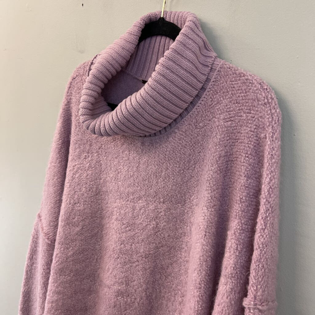 Free People Purple Fuzzy Knit Turtleneck Sweater Large