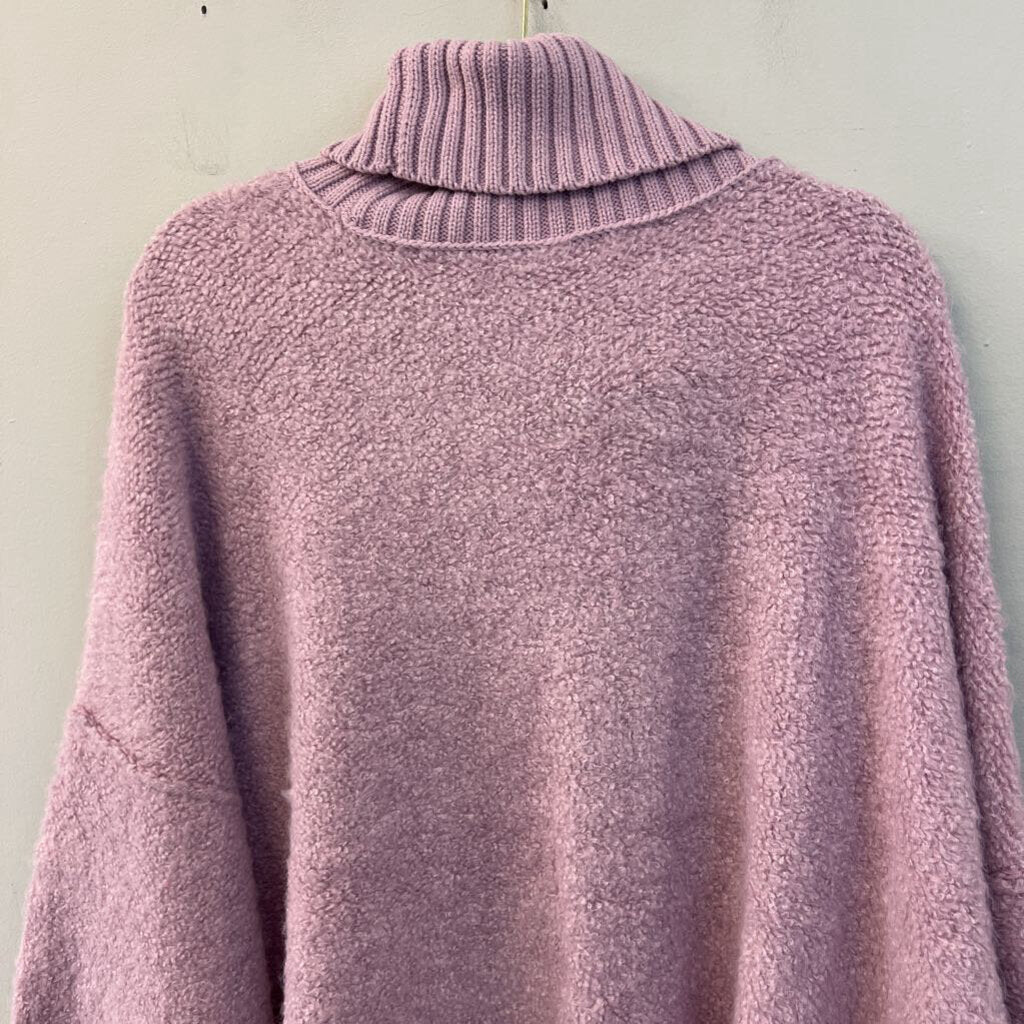 Free People Purple Fuzzy Knit Turtleneck Sweater Large