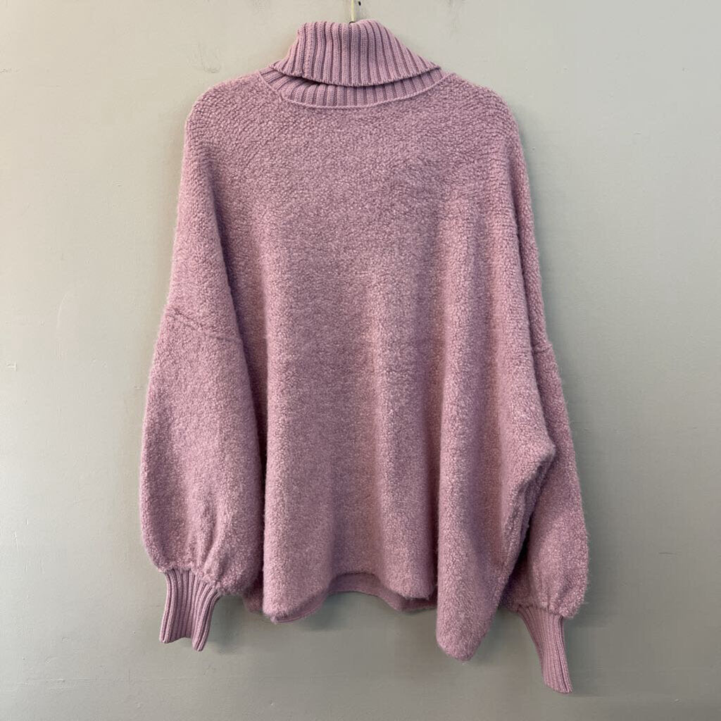 Free People Purple Fuzzy Knit Turtleneck Sweater Large