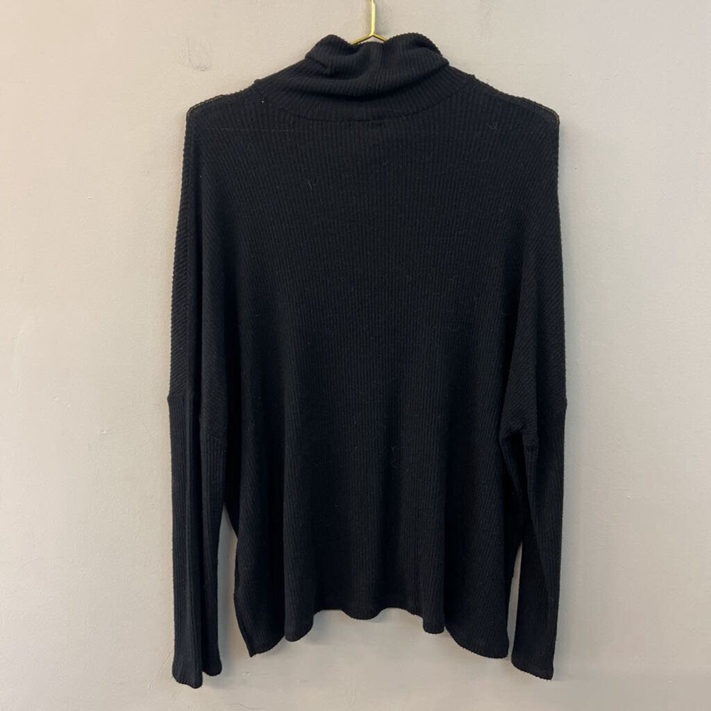 Aerie Black Ribbed Turtleneck Top Extra Large
