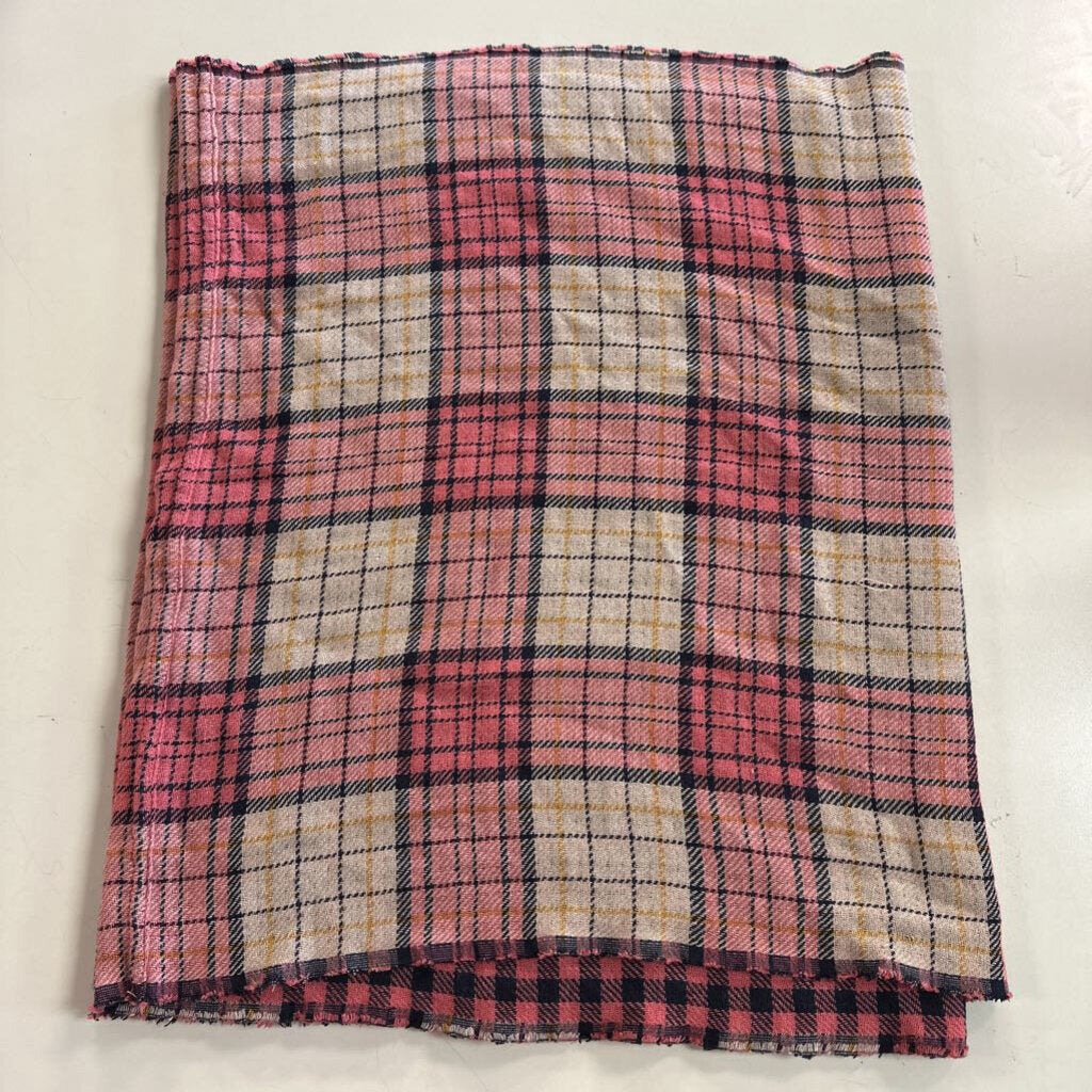 Beige/ Pink Plaid Infinity Scarf