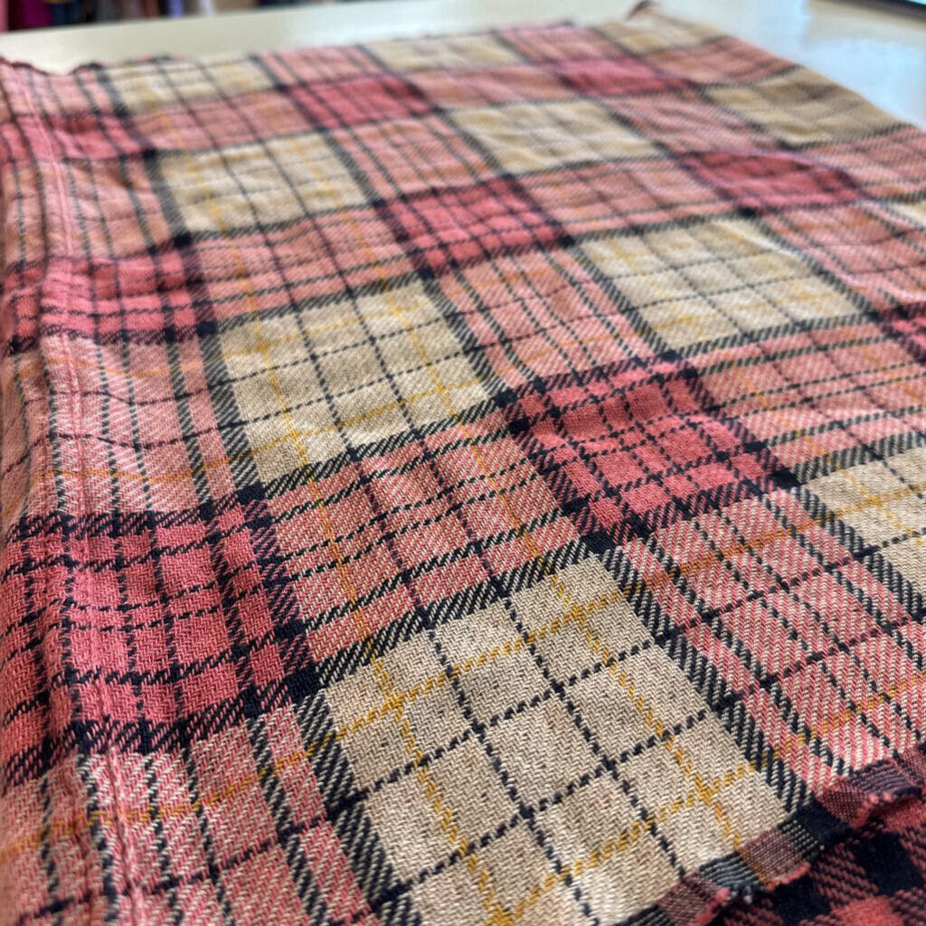 Beige/ Pink Plaid Infinity Scarf