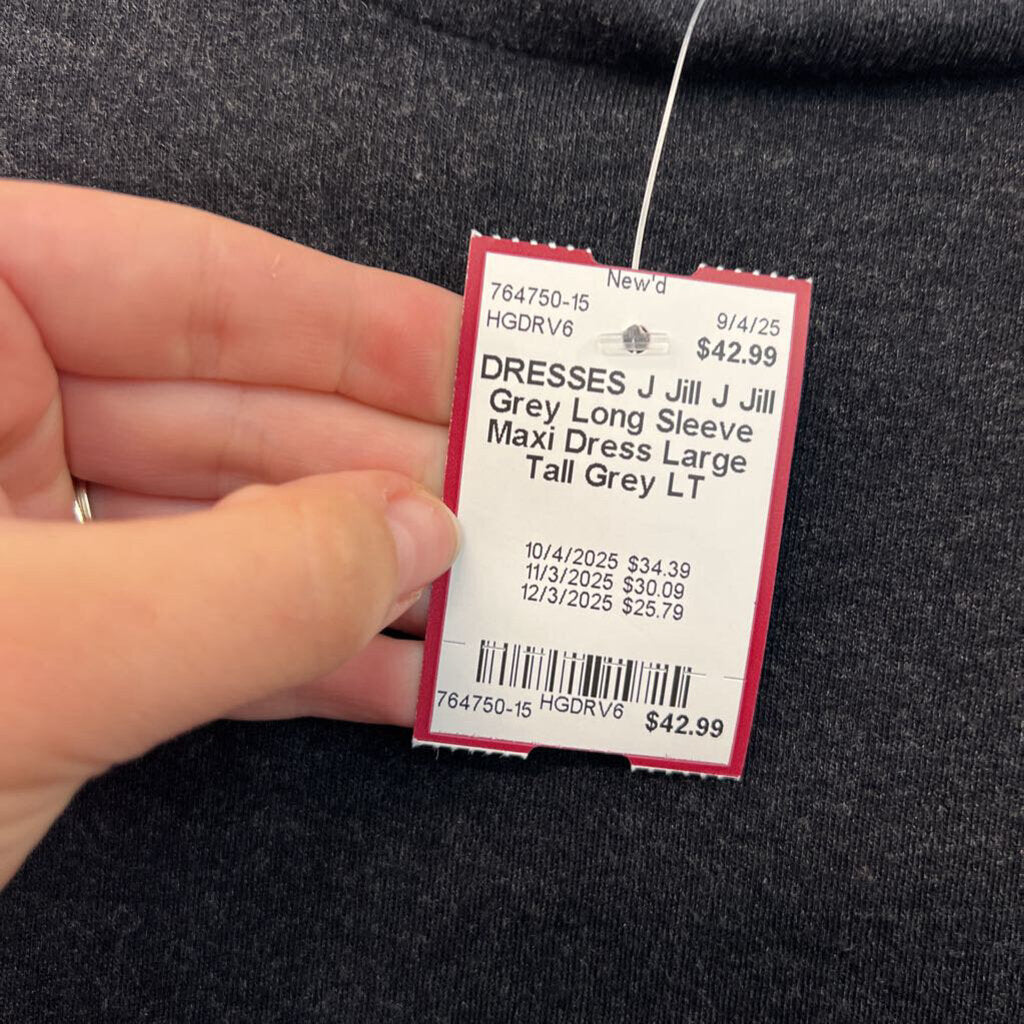 J Jill Grey Long Sleeve Maxi Dress Large Tall