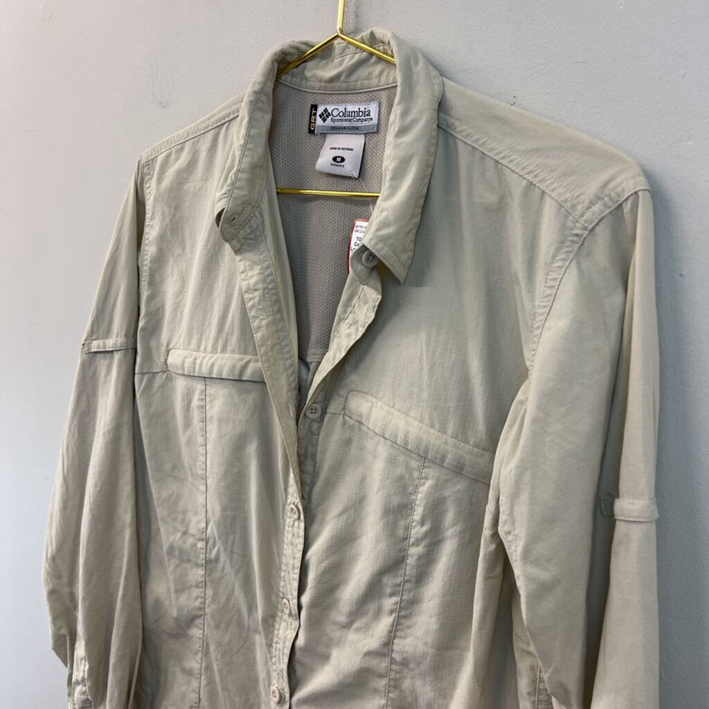 Columbia Brown Long Sleeve Button Down Top Medium