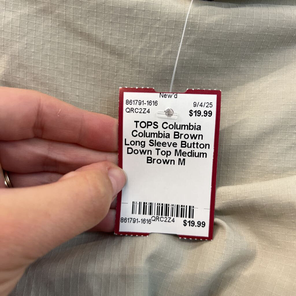 Columbia Brown Long Sleeve Button Down Top Medium