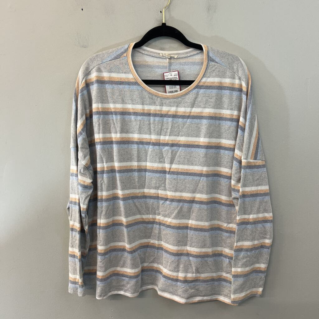 Easel Grey/ Multi Striped Long Sleeve Top Large