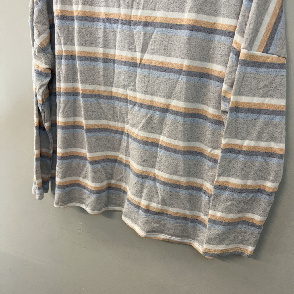 Easel Grey/ Multi Striped Long Sleeve Top Large