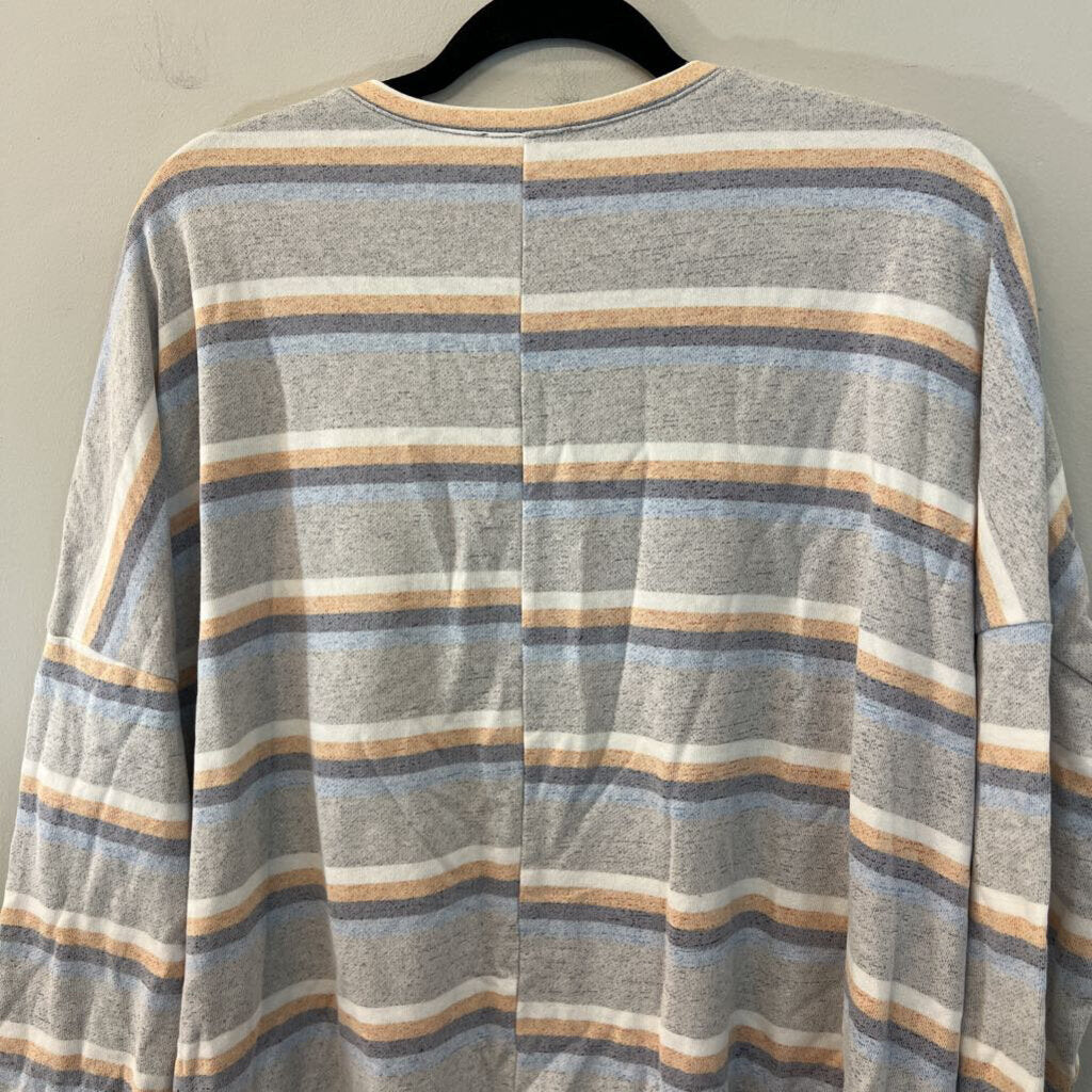 Easel Grey/ Multi Striped Long Sleeve Top Large