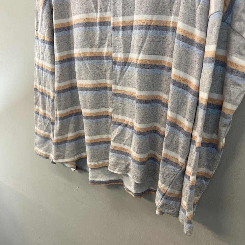 Easel Grey/ Multi Striped Long Sleeve Top Large