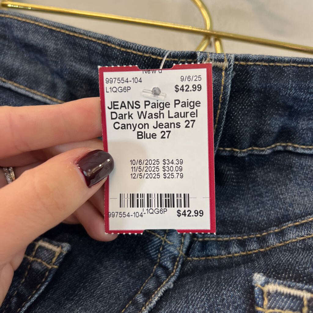 Paige Dark Wash Laurel Canyon Jeans 27