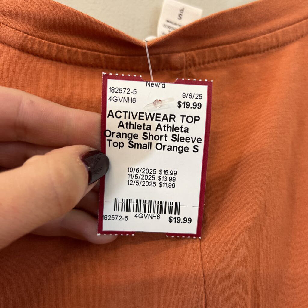 Athleta Orange Short Sleeve Top Small