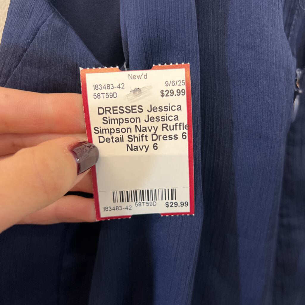 Jessica Simpson Navy Ruffle Detail Shift Dress 6