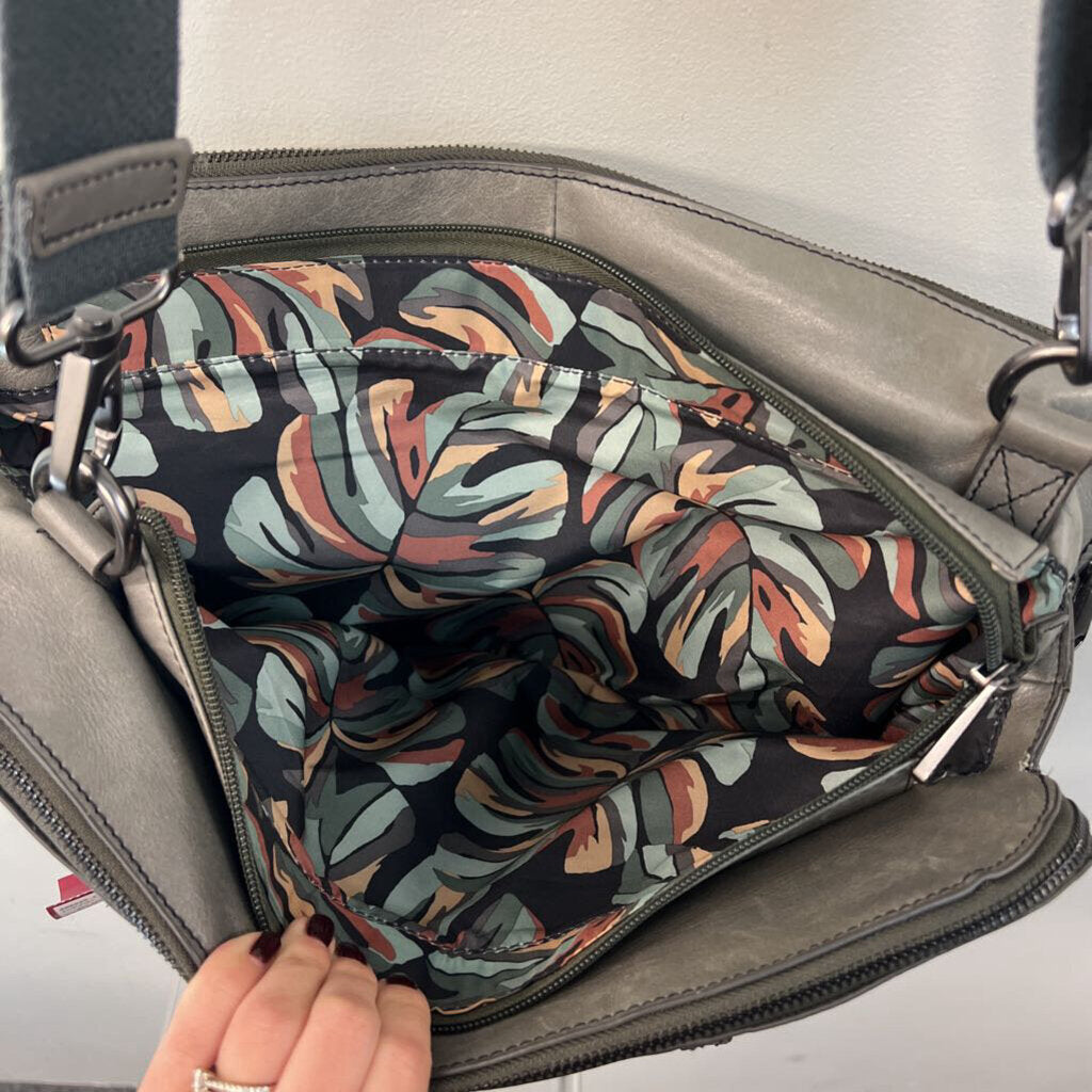 Fossil Grey Leather Messenger Purse