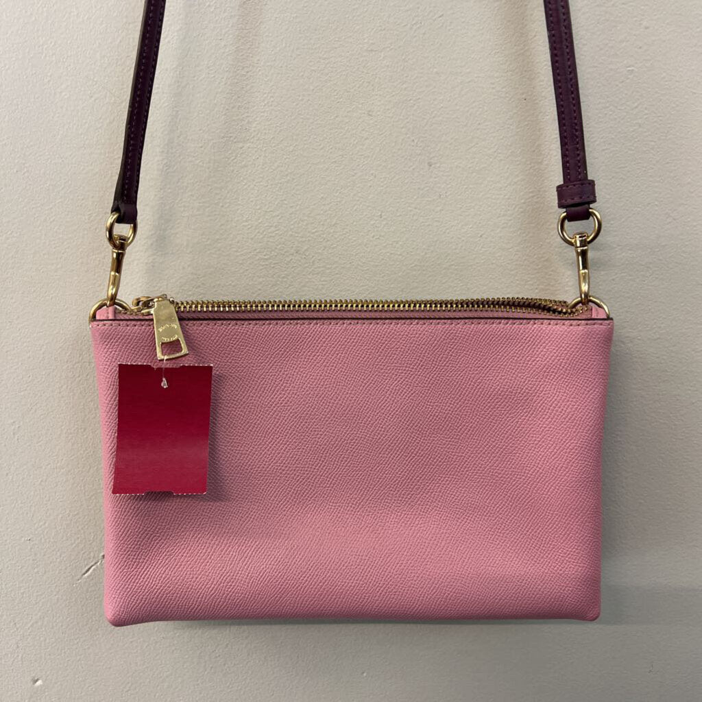 Coach Brown/ Purple Lyla Signature Print Double Zip Crossbody Purse