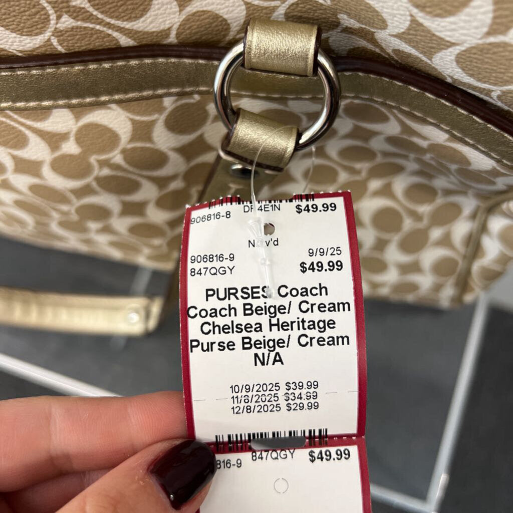 Coach Beige/ Cream Chelsea Heritage Purse