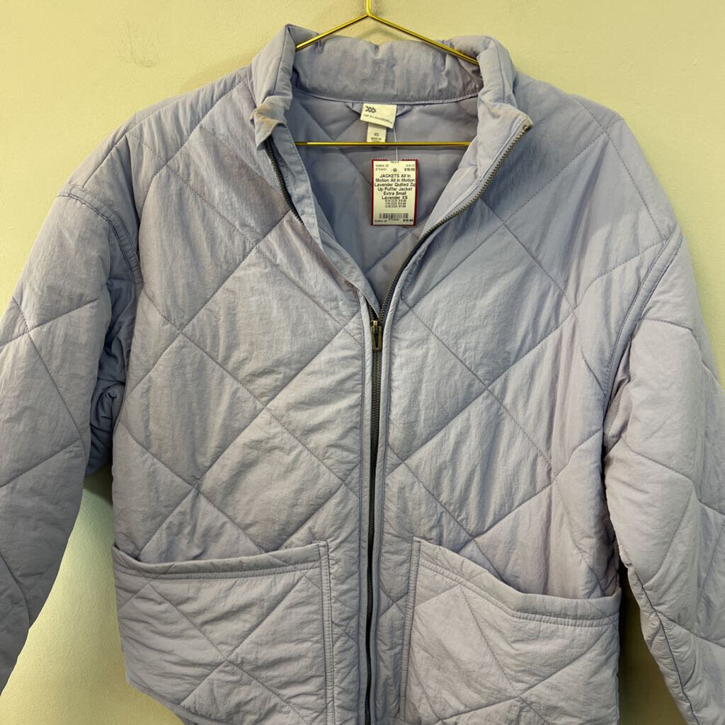 All In Motion Lavender Quilted Zip Up Puffer Jacket Extra Small