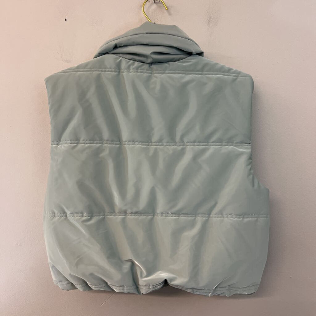 Wild Fable Light Blue Cropped Zip Up Puffer Vest Medium