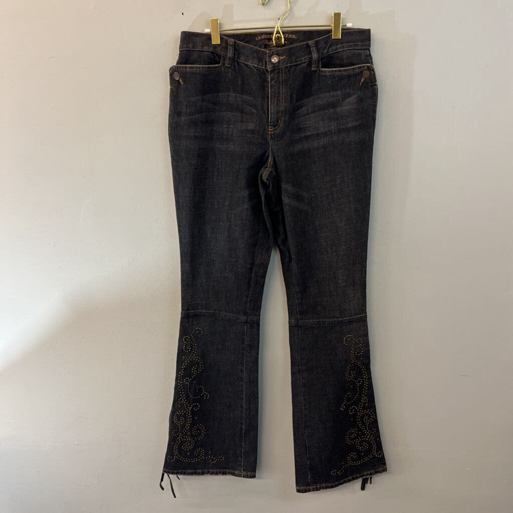Ralph Lauren Dark Wash Embellished Button Side Flare Jeans 10