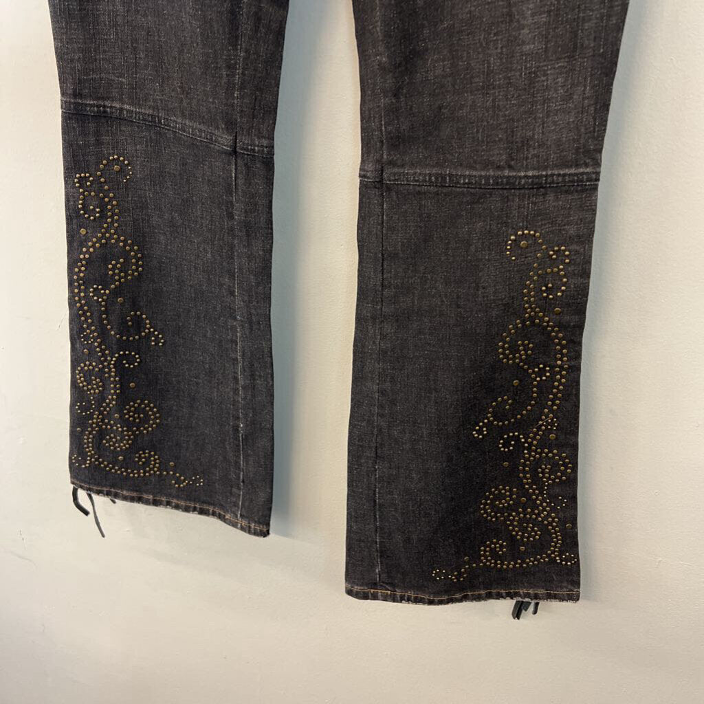 Ralph Lauren Dark Wash Embellished Button Side Flare Jeans 10