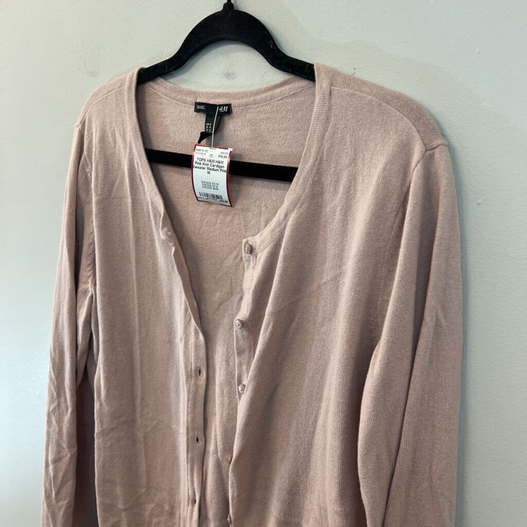 H&M Pink Knit Cardigan Sweater Medium