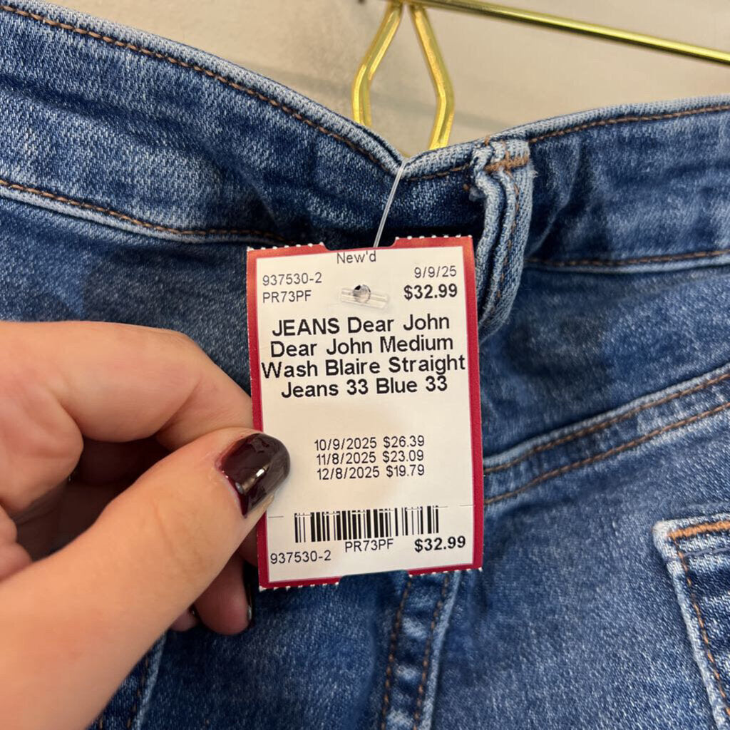 Dear John Medium Wash Blaire Straight Jeans 33