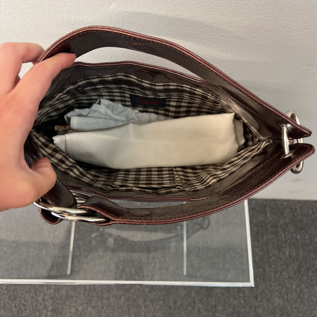Hobo Brown Patent Leather Quilted Purse