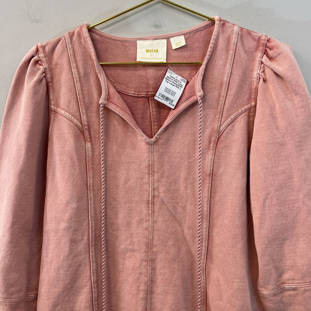 Maeve Pink Long Sleeve Sweatshirt Top Large