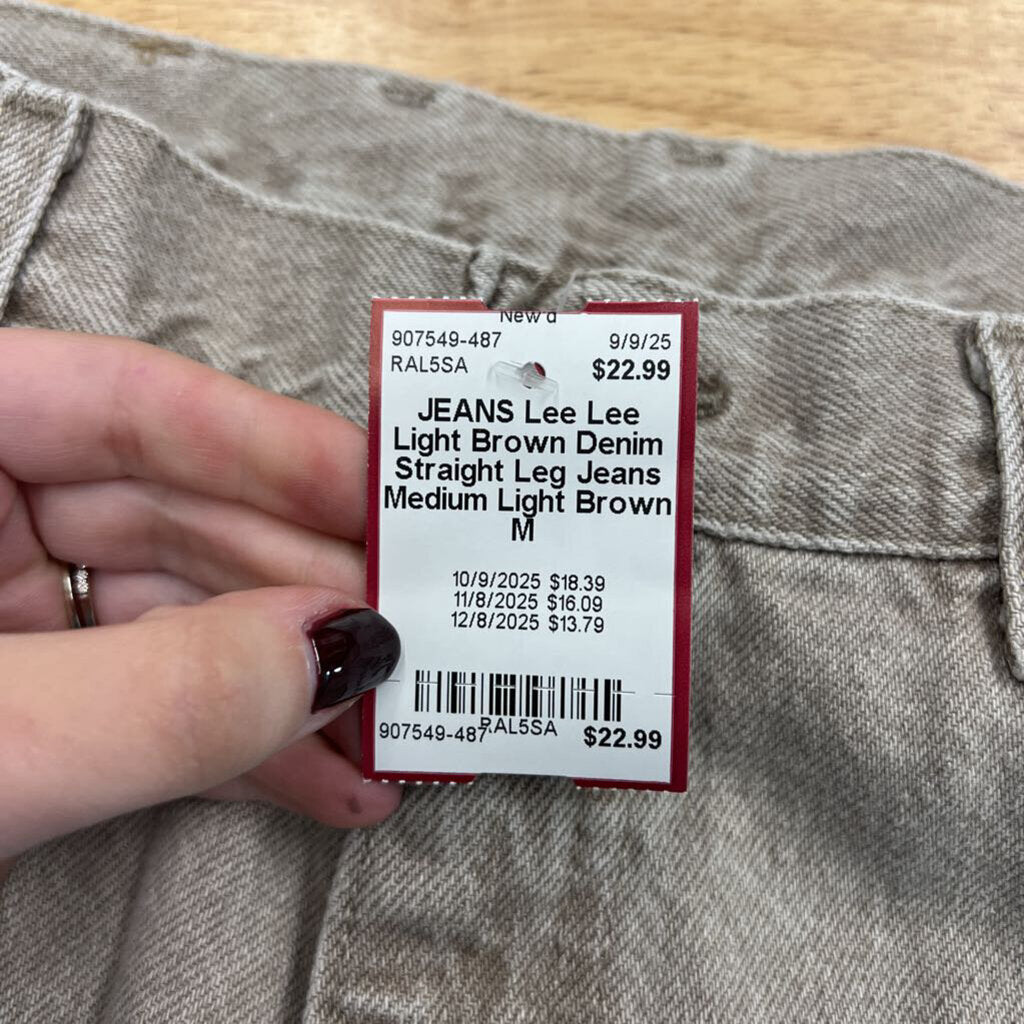 Lee Light Brown Denim Straight Leg Jeans Medium