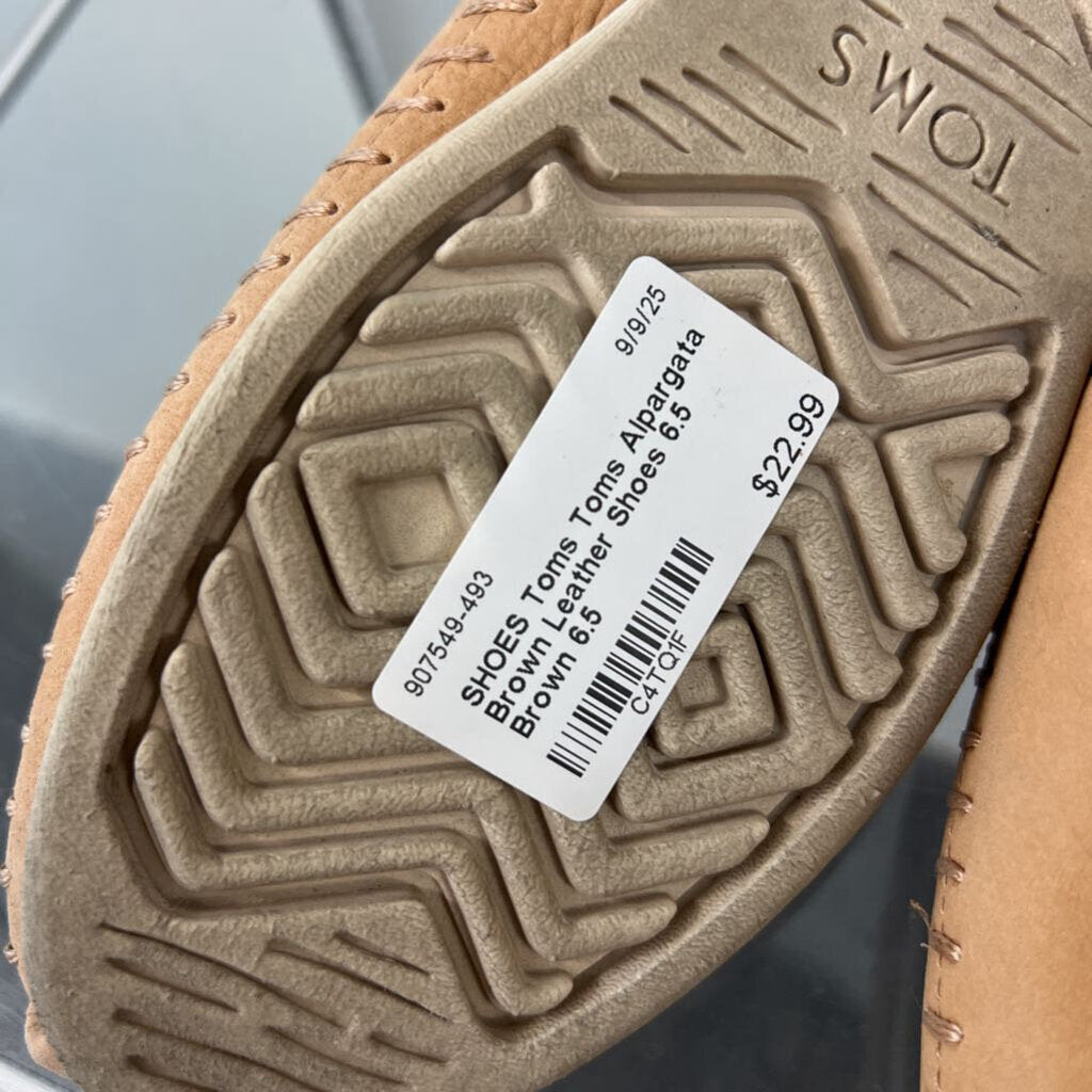 Toms Alpargata Brown Leather Shoes 6.5