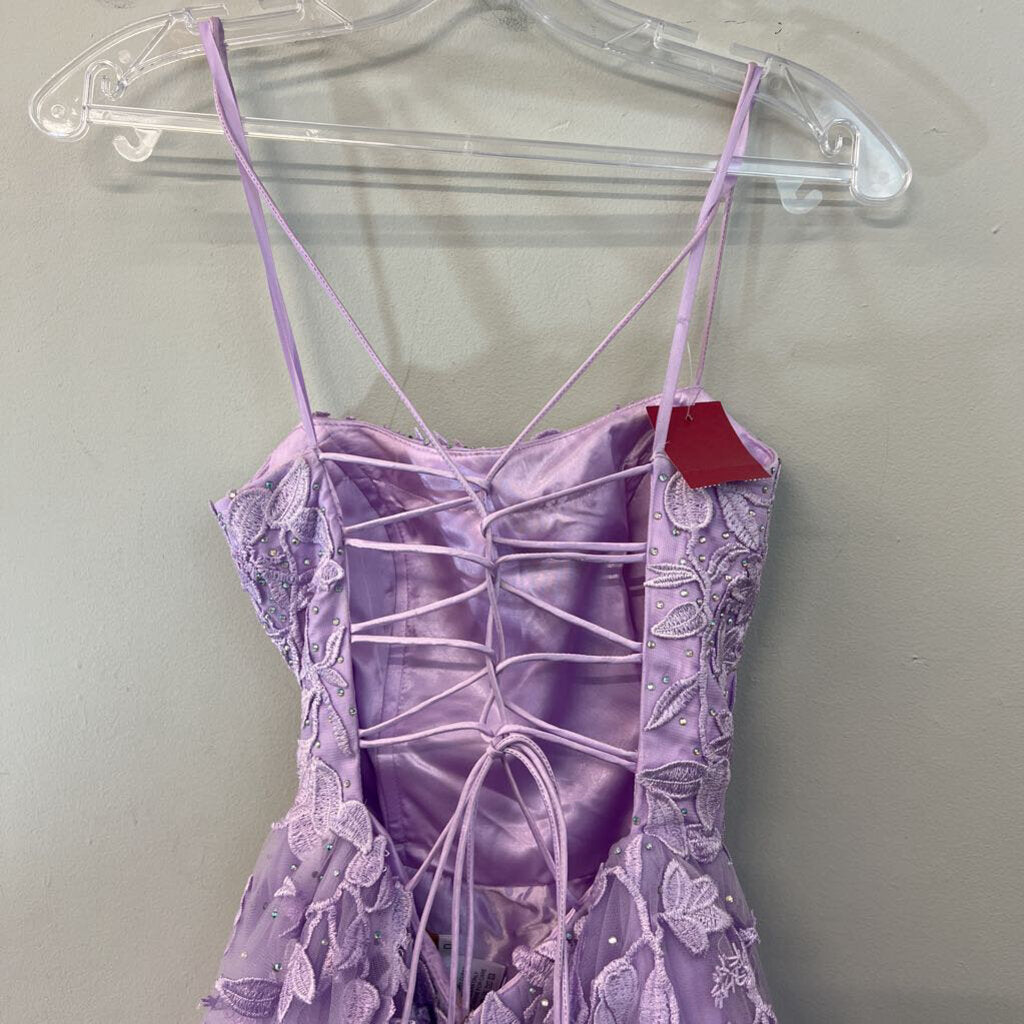 Amelia Couture Lace Applique Tulle Short Dress 0