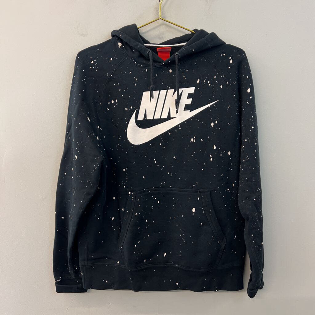 Nike Black/ White Speckled Logo Hoodie Large