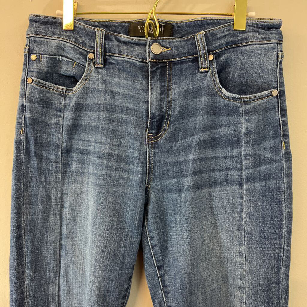 Liverpool Meidum Wash Frayed Hem Wide Leg Jeans 29