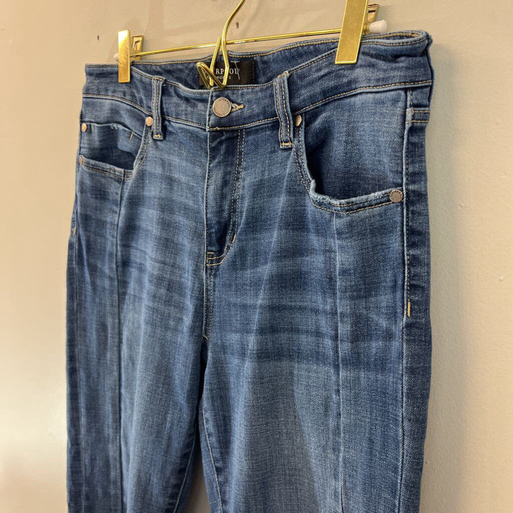 Liverpool Meidum Wash Frayed Hem Wide Leg Jeans 29