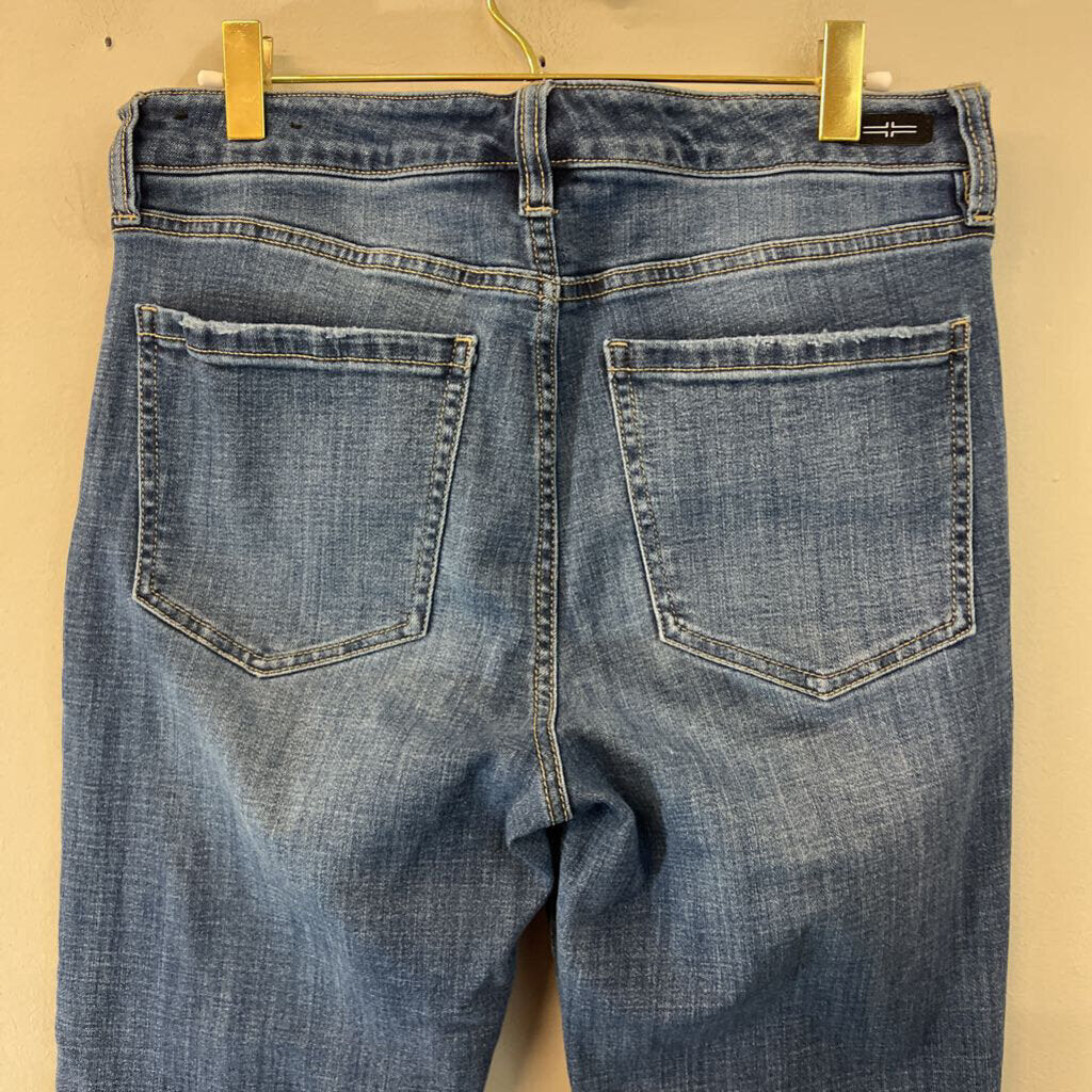 Liverpool Meidum Wash Frayed Hem Wide Leg Jeans 29