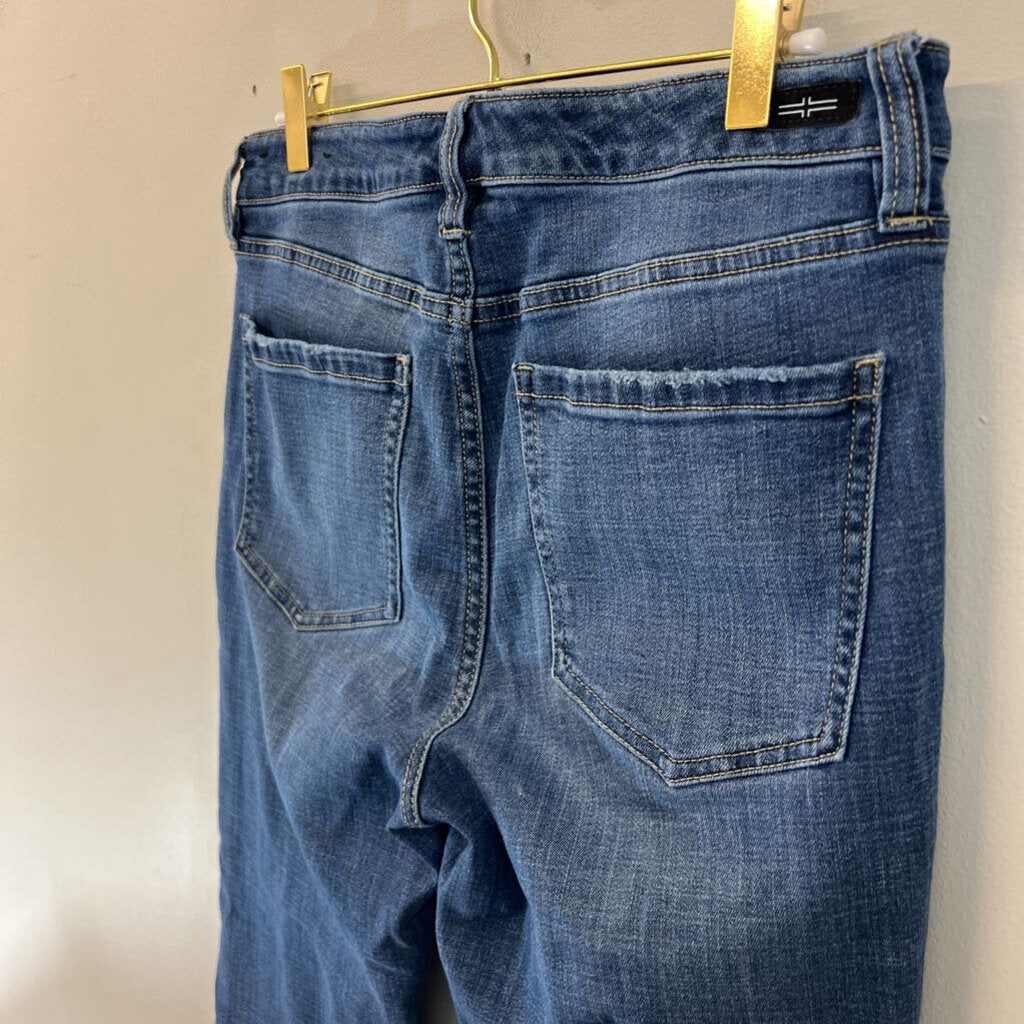Liverpool Meidum Wash Frayed Hem Wide Leg Jeans 29