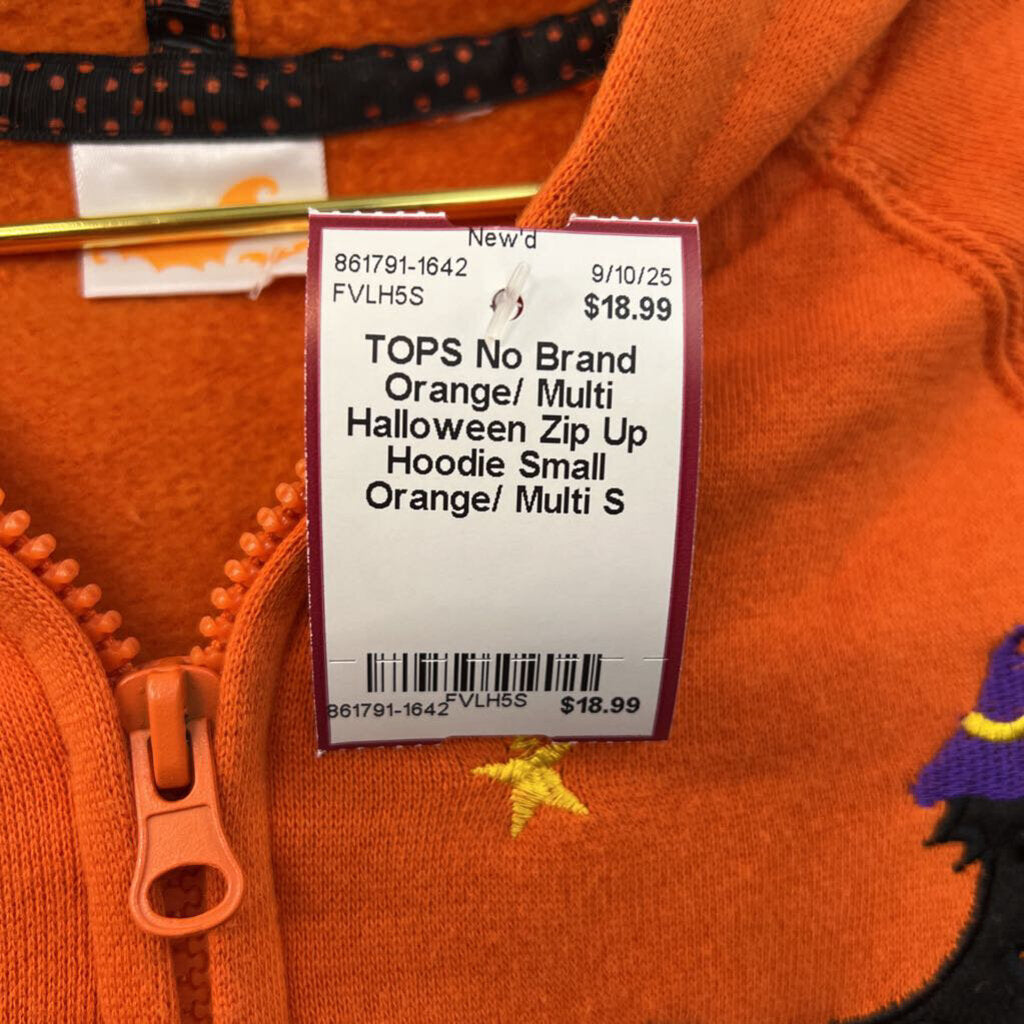 Orange/ Multi Halloween Zip Up Hoodie Small