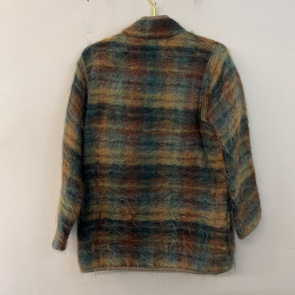 Brown/ Blue/ Green Fuzzy Lightweight Jacket Medium