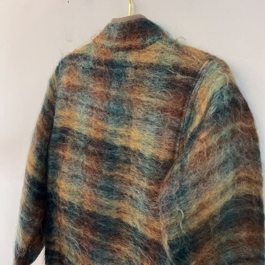 Brown/ Blue/ Green Fuzzy Lightweight Jacket Medium