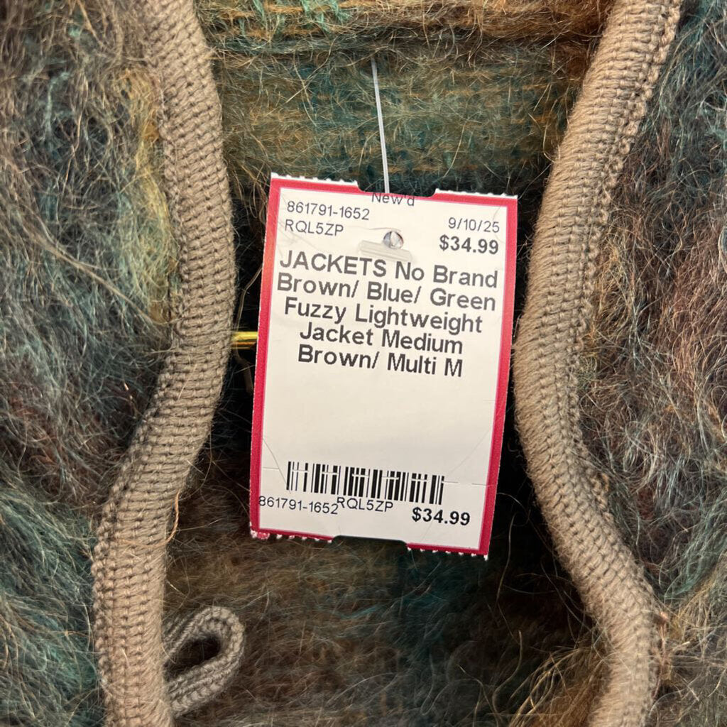 Brown/ Blue/ Green Fuzzy Lightweight Jacket Medium