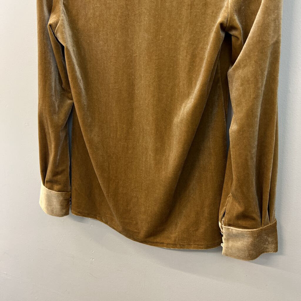 Gold Velvet Long Sleeve Mock Neck Top Medium