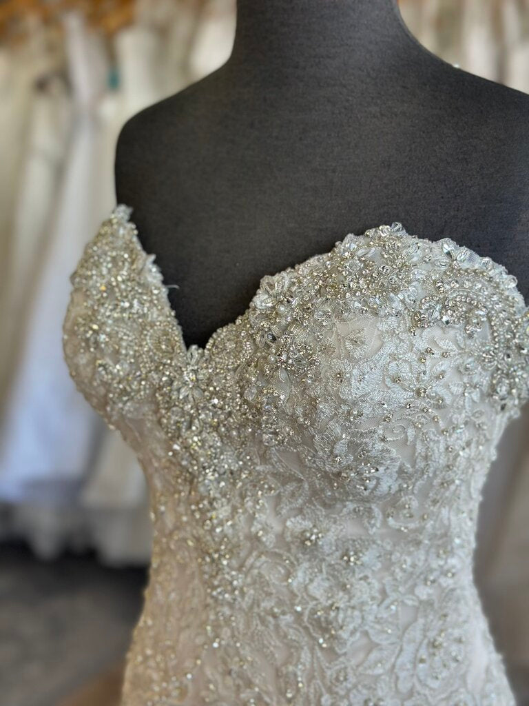 Allure Strapless Beaded Lace Wedding Dress 10
