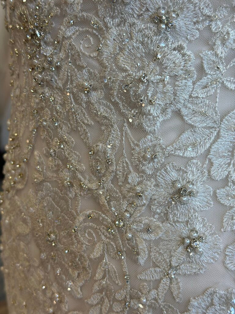 Allure Strapless Beaded Lace Wedding Dress 10