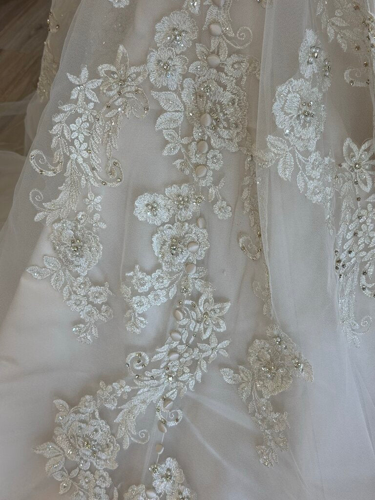 Allure Strapless Beaded Lace Wedding Dress 10