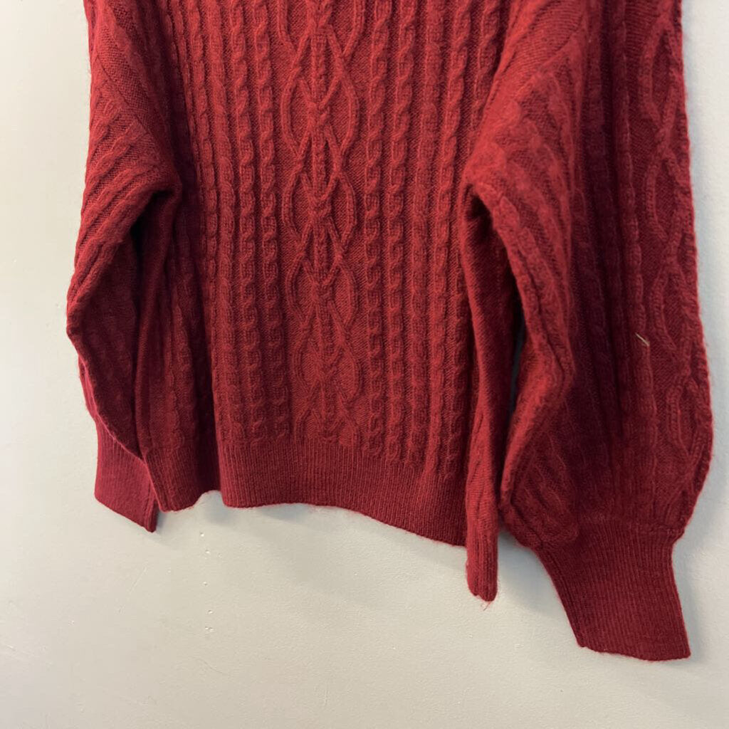 CeCe Red Cable Knit Turtleneck Sweater Medium