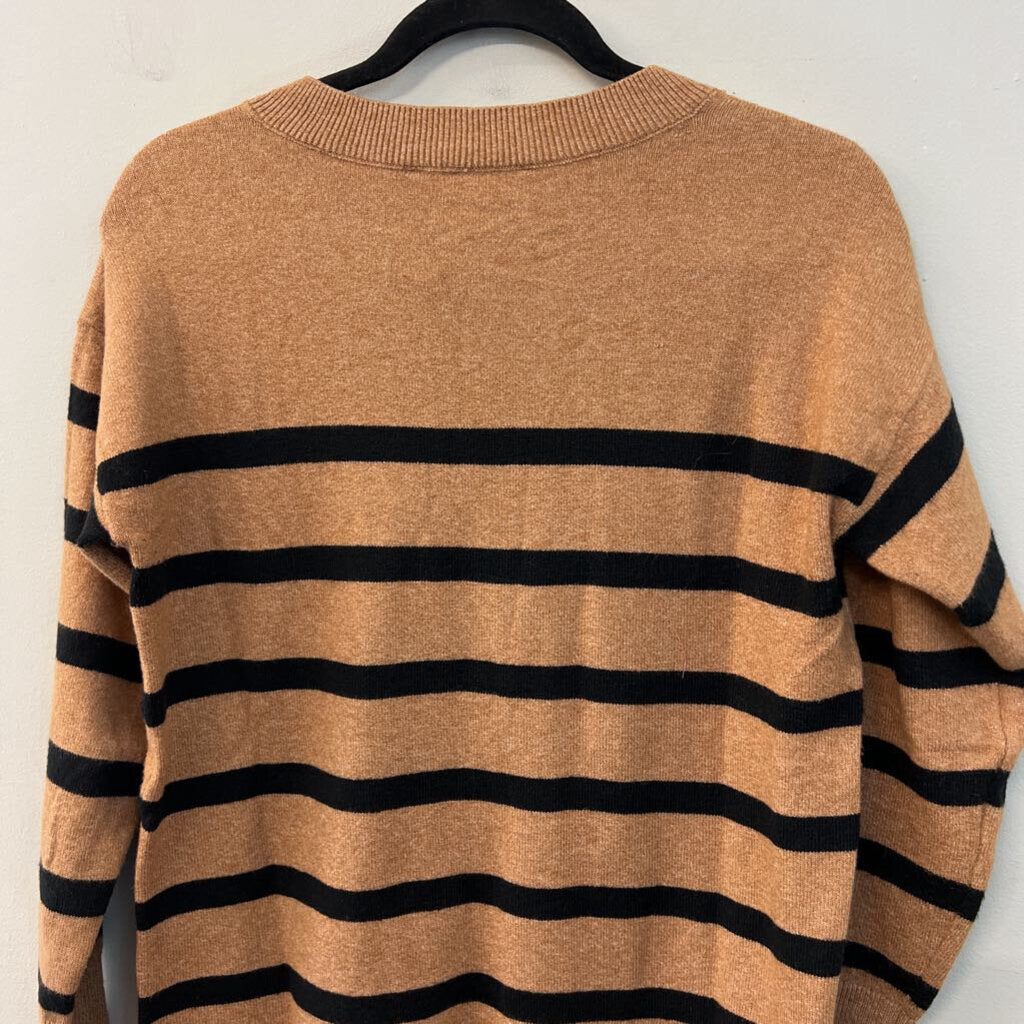 Loft Brown/ Black Striped Long Sleeve Sweater Top Medium