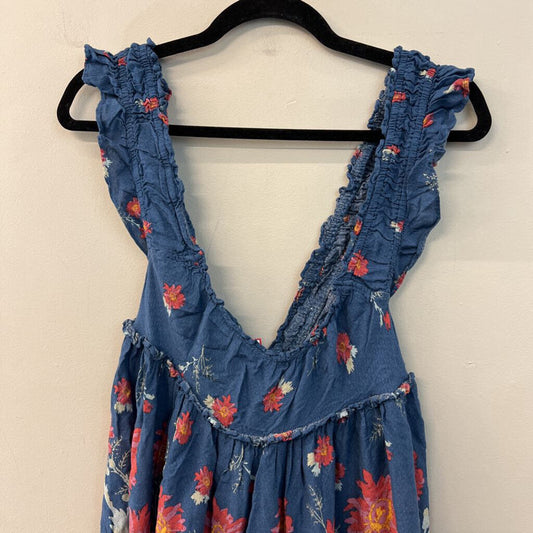 Intimately Free People Blue/ Multi Flower Print Tunic Top Large