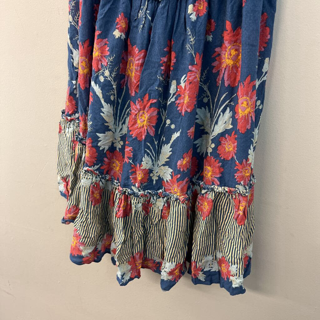 Intimately Free People Blue/ Multi Flower Print Tunic Top Large