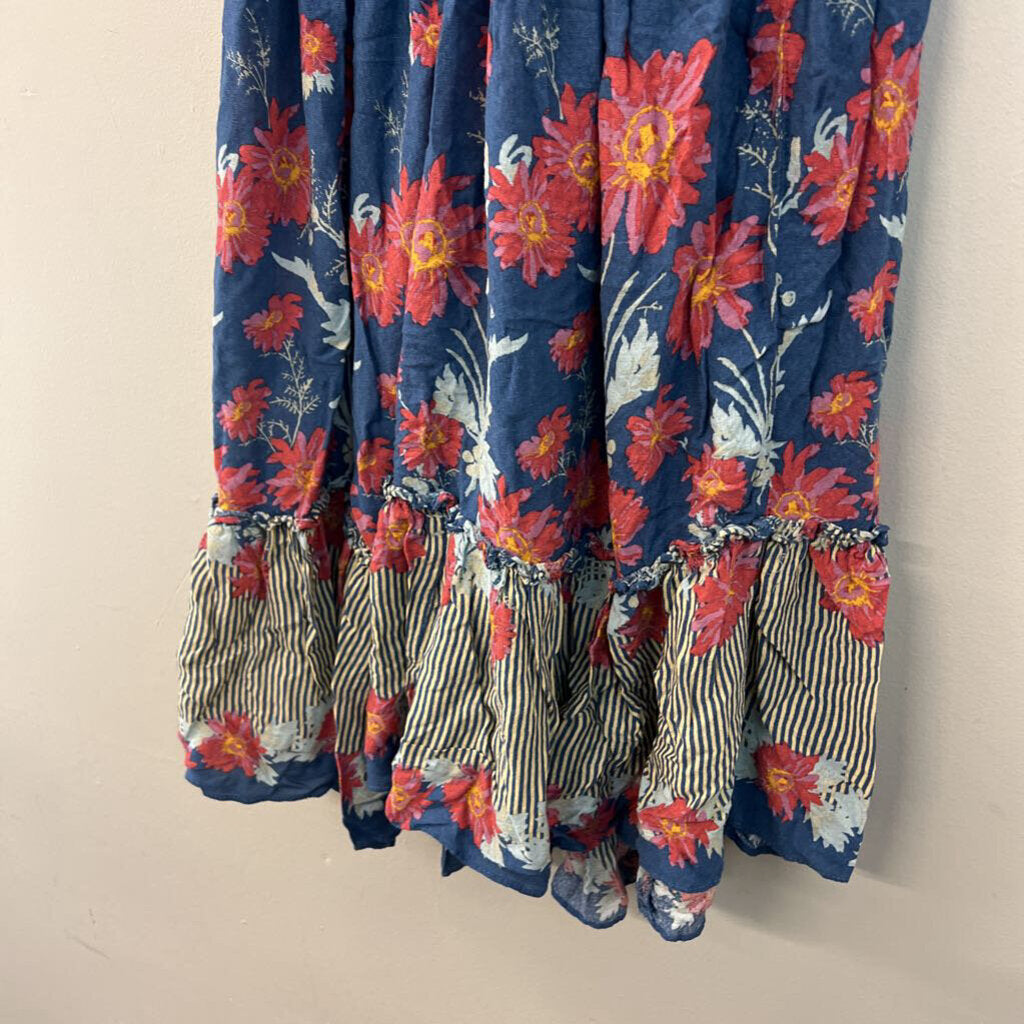 Intimately Free People Blue/ Multi Flower Print Tunic Top Large