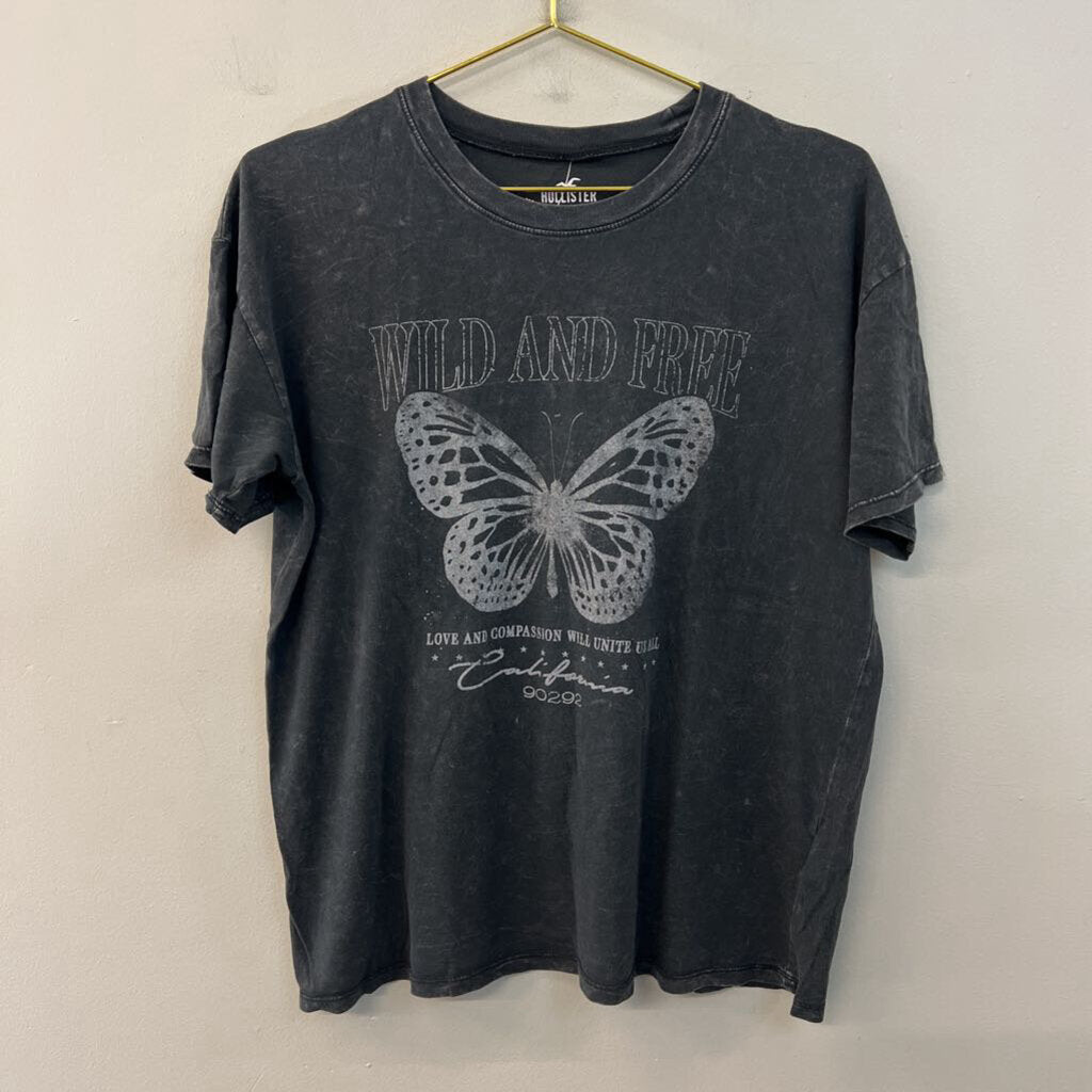 Hollister Grey Wild and Free Short Sleeve Graphic Tee Small